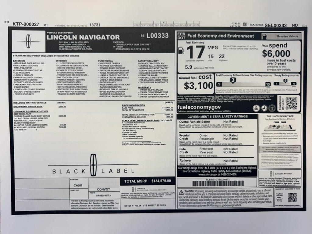 2025 Lincoln Navigator L Black Label